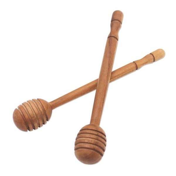 Alternate image for Handmade Teak Wood Honey Dippers from Bali Pair Sweet Treat