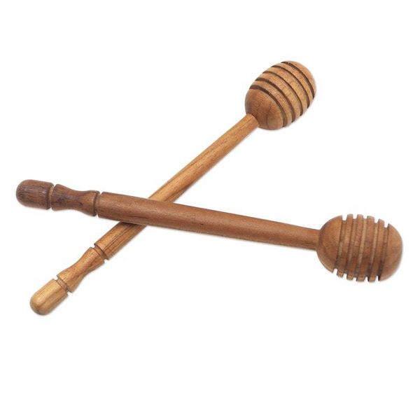 Alternate image for Handmade Teak Wood Honey Dippers from Bali Pair Sweet Treat