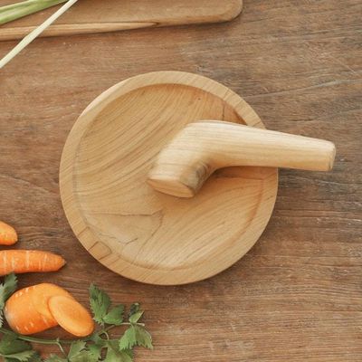 Alternate image for Hand Made Teak Wood Mortar and Pestle from Bali Crushed