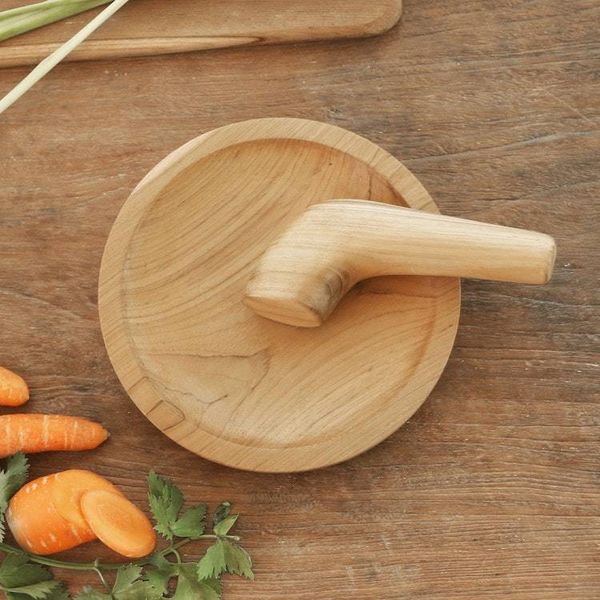 Alternate image for Hand Made Teak Wood Mortar and Pestle from Bali Crushed