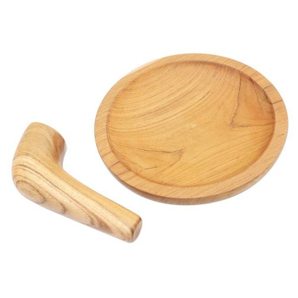 Alternate image for Hand Made Teak Wood Mortar and Pestle from Bali Crushed