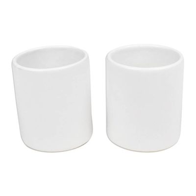 Alternate image for Set of 2 Handcrafted Minimalist White Ceramic Cups from Bali Enjoy the Day