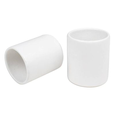 Alternate image for Set of 2 Handcrafted Minimalist White Ceramic Cups from Bali Enjoy the Day