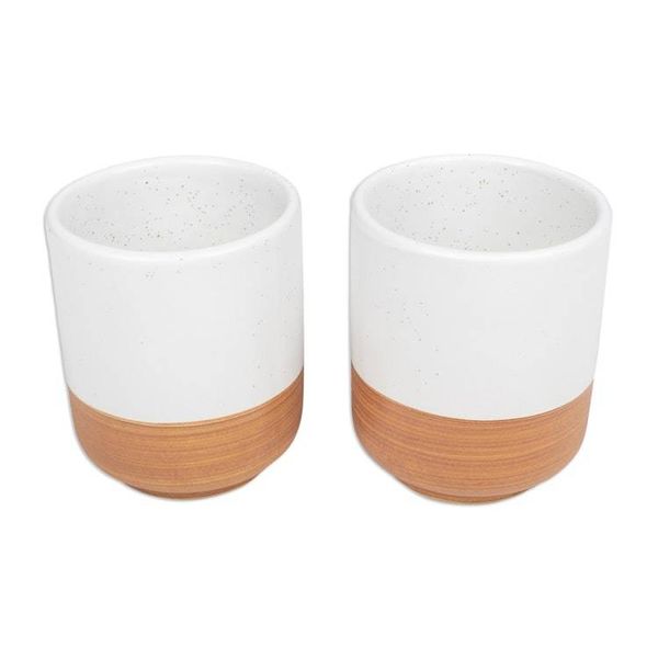 Alternate image for Set of 2 Speckled Ceramic Cups in Brown and White Hues Sweet Evening