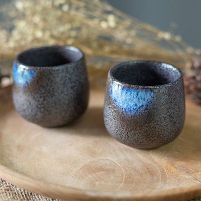 Alternate image for Set of 2 Handcrafted Bohemian Ceramic Cups from Bali Bohemian Satisfaction