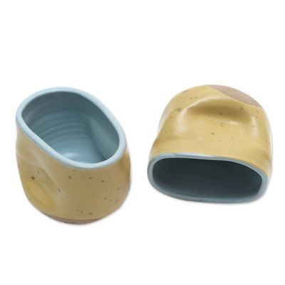 Alternate image for Rustic Ceramic Teacups from Java Pair Yellow Squeeze