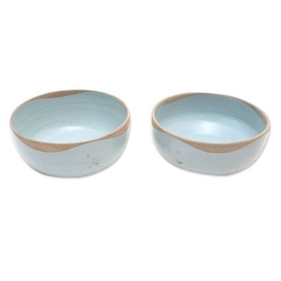 Alternate image for Rustic Ceramic Bowls from Java Pair Blue Bounty