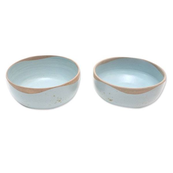 Alternate image for Rustic Ceramic Bowls from Java Pair Blue Bounty