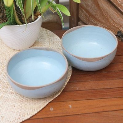 Alternate image for Rustic Ceramic Bowls from Java Pair Blue Bounty