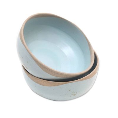 Alternate image for Rustic Ceramic Bowls from Java Pair Blue Bounty