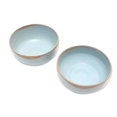 Alternate image for Rustic Ceramic Bowls from Java Pair Blue Bounty