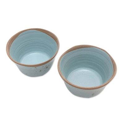 Alternate image for Dessert Bowls Handmade in Java Pair Blue Bell