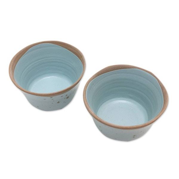 Alternate image for Dessert Bowls Handmade in Java Pair Blue Bell