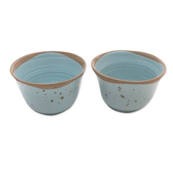 Alternate image for Dessert Bowls Handmade in Java Pair Blue Bell