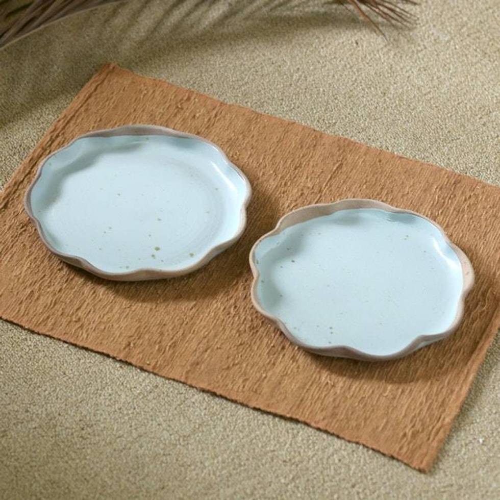 Handmade Ceramic Salad Plates Pair 'First Course'