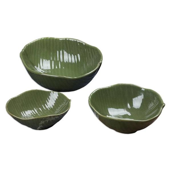Alternate image for Stoneware ceramic bowls Set of 3 Banana Garden