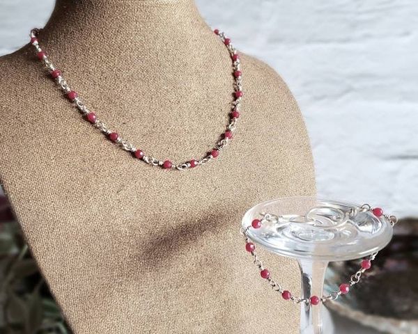 Alternate image for Fine Silver and Ruby Jewelry Set