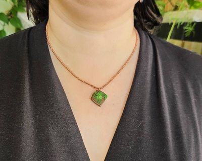 Alternate image for Turquoise Fantasy Book Copper Necklace