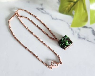 Alternate image for Turquoise Fantasy Book Copper Necklace