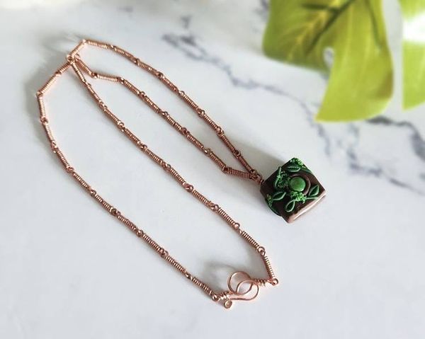 Alternate image for Turquoise Fantasy Book Copper Necklace