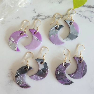 Primary image for Polymer Clay Moon Earrings