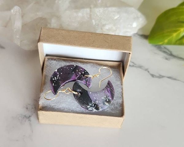 Alternate image for Polymer Clay Moon Earrings