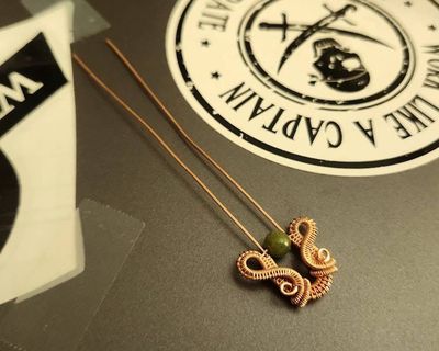 Alternate image for Jade Gemstone Copper Wire Wrapped Earrings