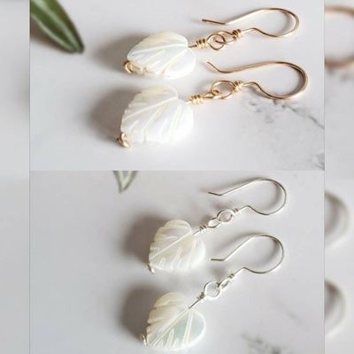 Primary image for Mother of Pearl Leaf Earrings