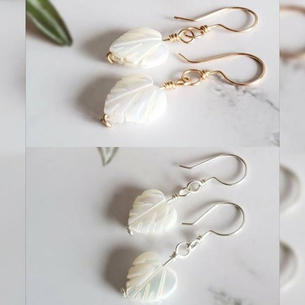 Alternate image for Mother of Pearl Leaf Earrings
