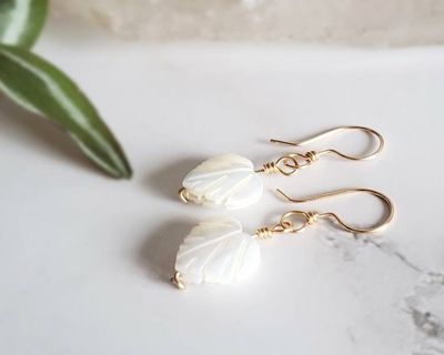 Alternate image for Mother of Pearl Leaf Earrings