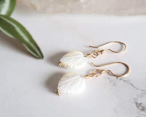 Alternate image for Mother of Pearl Leaf Earrings