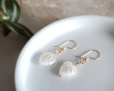 Alternate image for Mother of Pearl Leaf Earrings