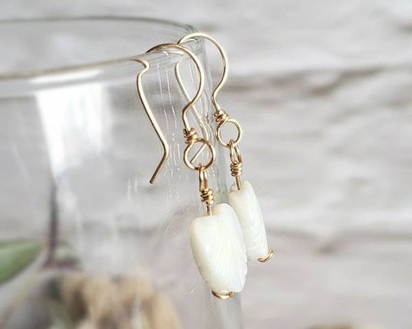 Alternate image for Mother of Pearl Leaf Earrings