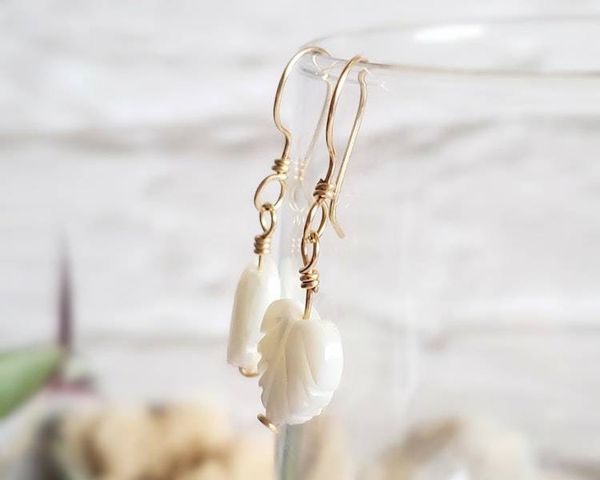 Alternate image for Mother of Pearl Leaf Earrings