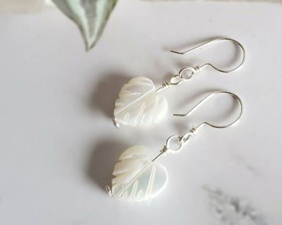 Alternate image for Mother of Pearl Leaf Earrings