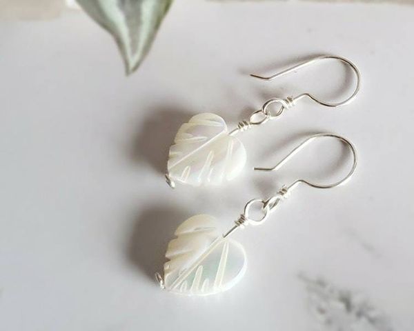 Alternate image for Mother of Pearl Leaf Earrings