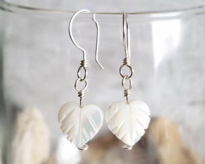 Alternate image for Mother of Pearl Leaf Earrings