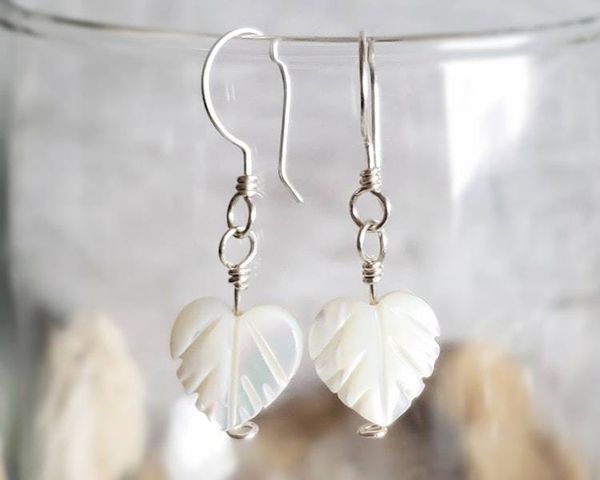 Alternate image for Mother of Pearl Leaf Earrings