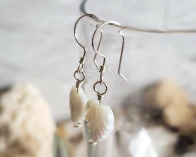 Alternate image for Mother of Pearl Leaf Earrings