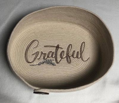 Alternate image for Handcrafted Cotton Rope Catchall Basket with Grateful Embroidery