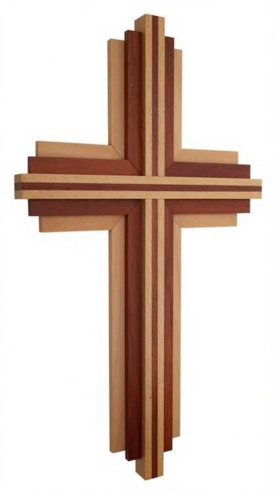 Alternate image for Handcrafted Modern Maple & Padauk Wooden Cross | 15 Wall Art | Home Decor