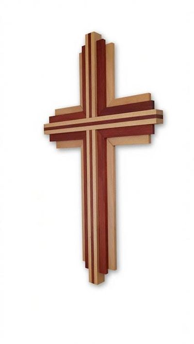Alternate image for Handcrafted Modern Maple & Padauk Wooden Cross | 15 Wall Art | Home Decor