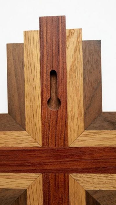 Alternate image for Handcrafted Modern Wooden Cross | 12 Tall x 7 Wide | Bubinga, Oak & Walnut Layered Wall Art | Christian Home Decor