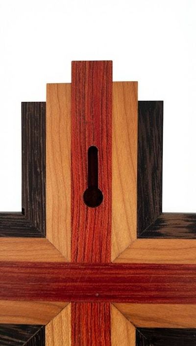 Alternate image for Handcrafted Modern Wooden Cross Wall Art | 12 Tall x 7 Wide | Layered Bubinga, Cherry & Wenge | Christian Home Decor