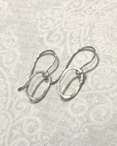 Alternate image for Sterling Silver Tiny Hammered Oval Earrings Derby