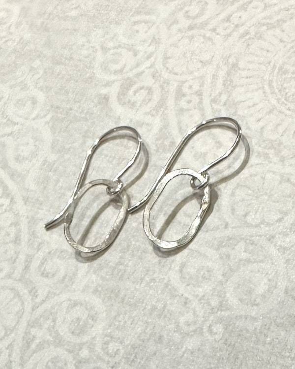 Alternate image for Sterling Silver Tiny Hammered Oval Earrings Derby