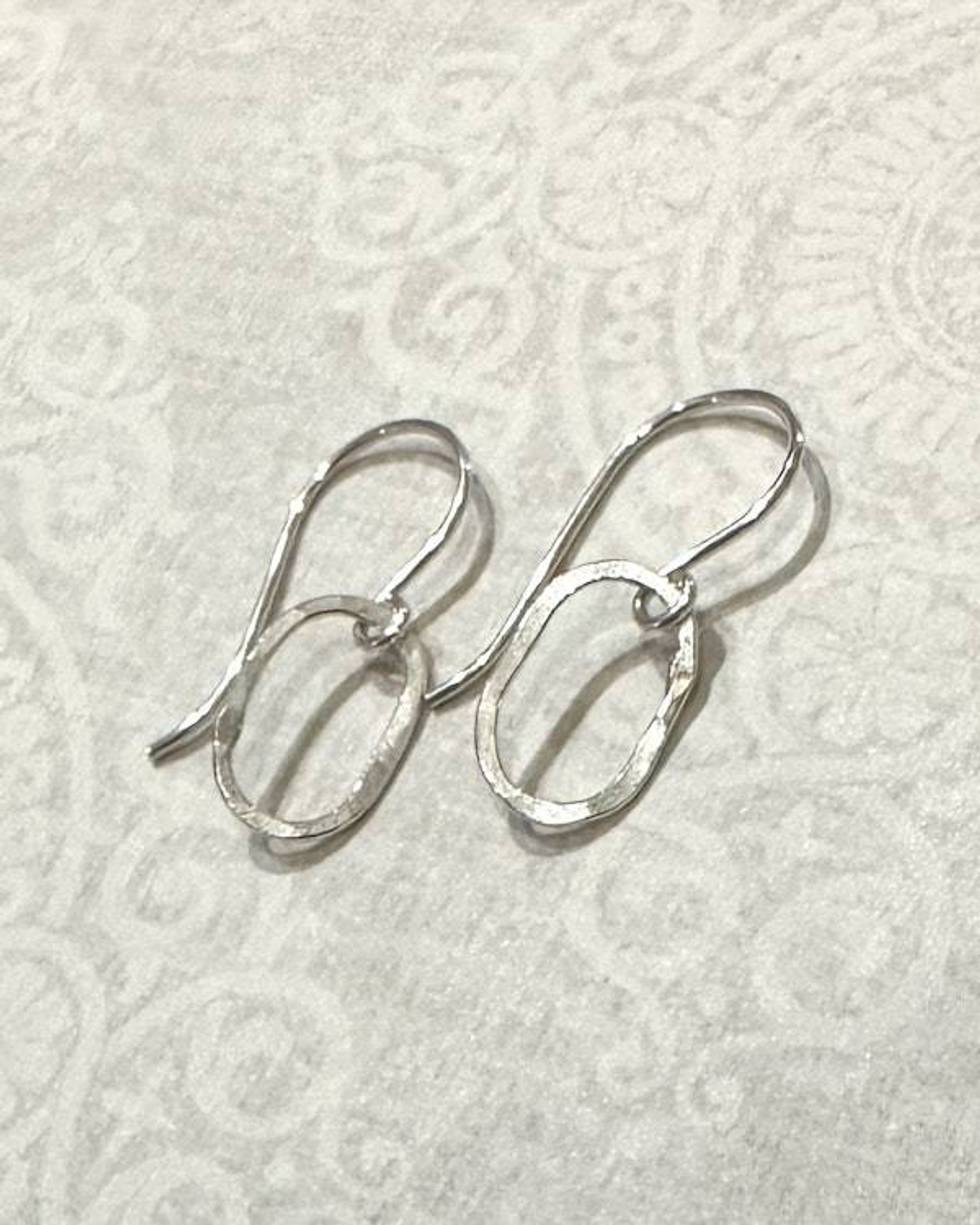 Sterling Silver Tiny Hammered Oval Earrings 'Derby'