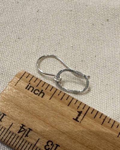 Alternate image for Sterling Silver Tiny Hammered Oval Earrings Derby