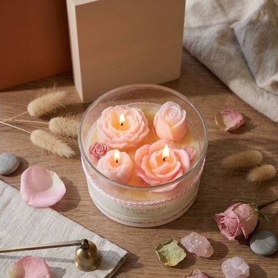 Alternate image for Large Rose-in-a-Jar Soy Candle with Wax Flowers - 16 oz