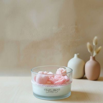 Alternate image for Large Rose-in-a-Jar Soy Candle with Wax Flowers - 16 oz